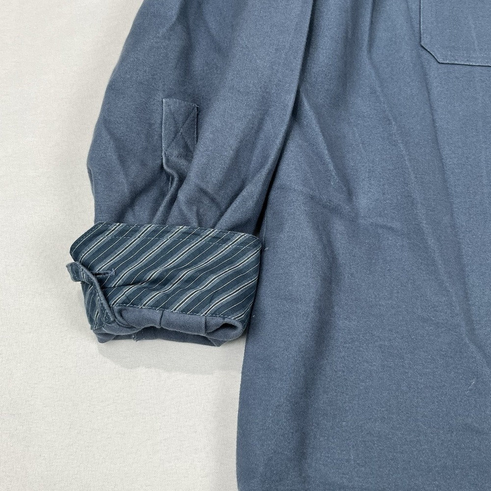 Levis‎ Chamois Flannel Shirt XL Jacket Shacket Pockets Lined Slate Blue - Picture 2 of 12